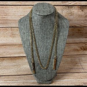 Michael Kors Gold Bars Lariat Chain Necklace